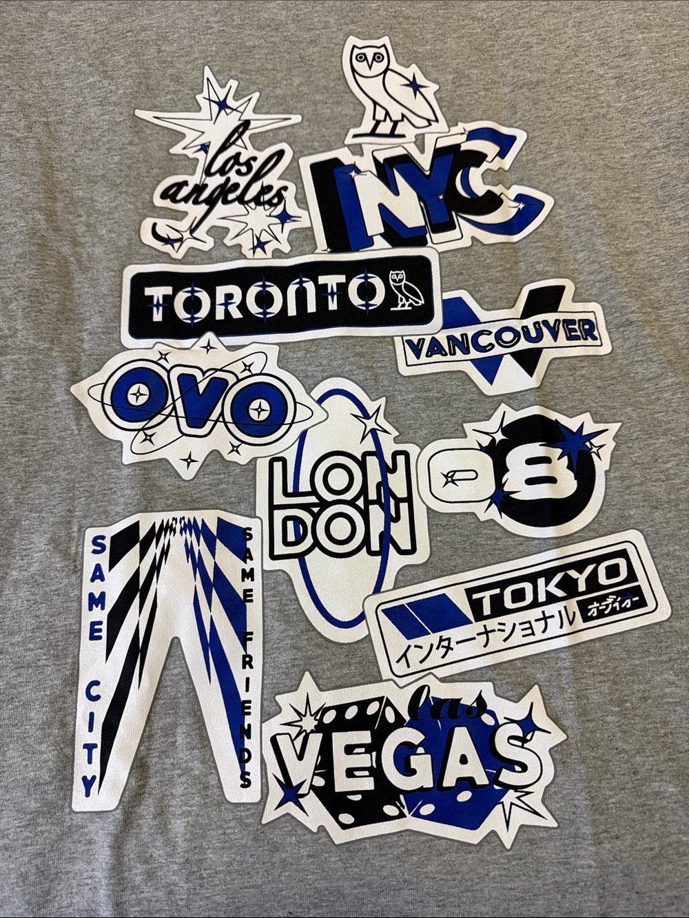 OVO Grey Graphic City-Logo T-Shirt